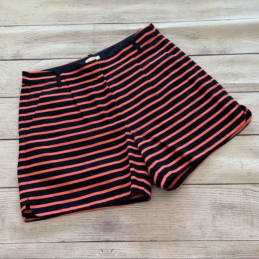 J. Crew Coral and Navy Striped Shorts Size 4